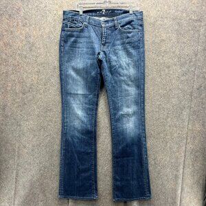 7 For All Mankind Jeans Womens 33 Blue Washed Bootcut Stretch Denim USA Cotton
